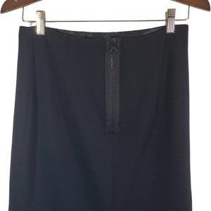 IRIS SETLACKWE Size 6 Black Faux Leather Trim, Back Slit, Pencil Skirt